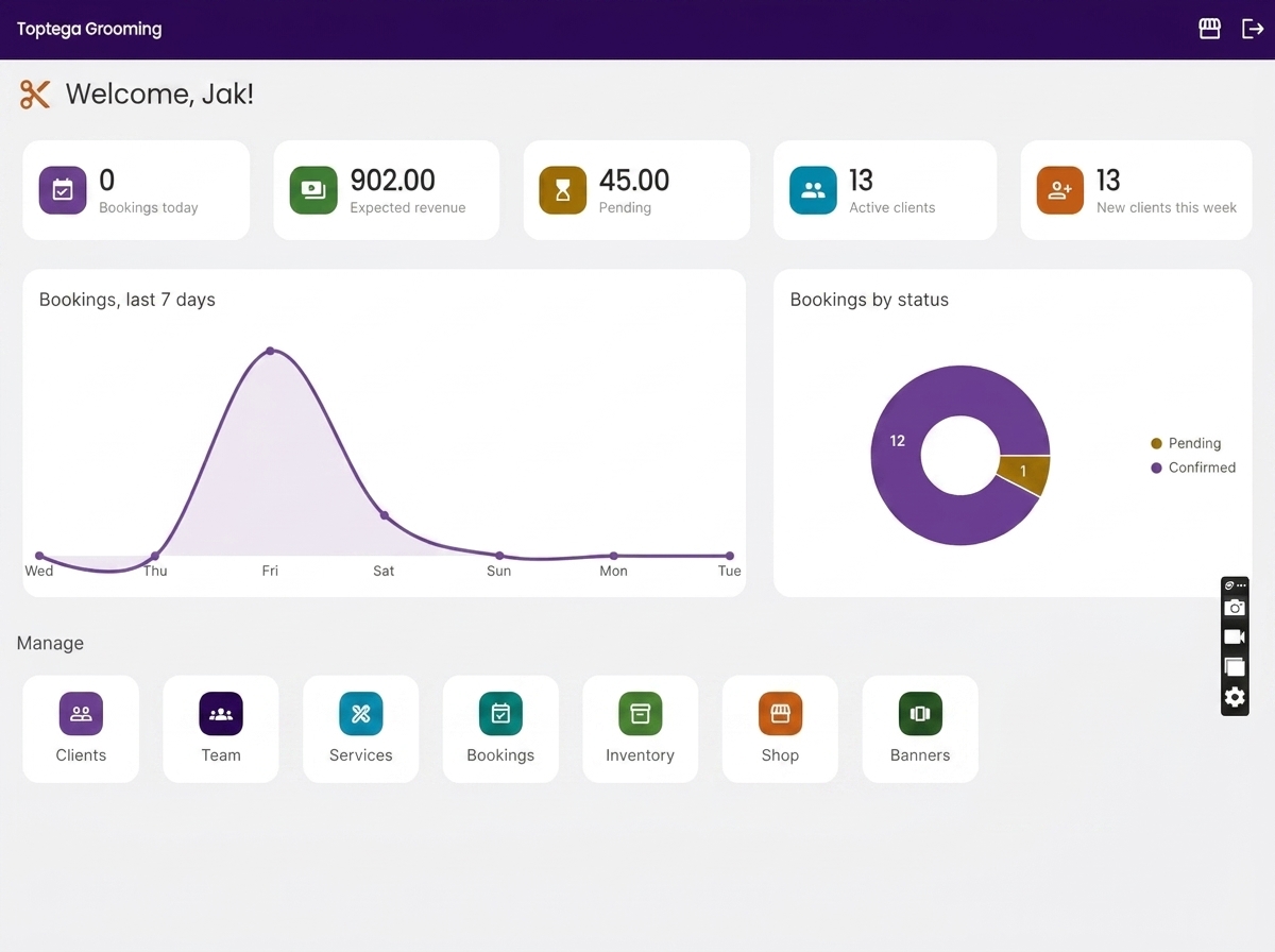 Dashboard screen